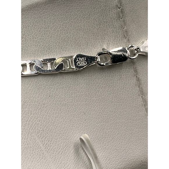Sterling Silver 925 Italy Designer *1117 W Stamp Mariner Link Chain Necklace 24” - Picture 4 of 10